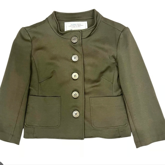 Cartonnier Olive Green Cropped Blazer With Bronze Buttons. Size Small - Picture 13 of 13